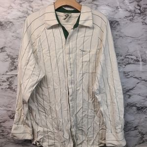G-Unit Mens BUTTON DOWN Shirt White Green Heavy Du